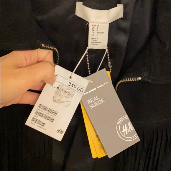 H&M Premium Black Suede Fringe Jacket - Picture 11 of 12